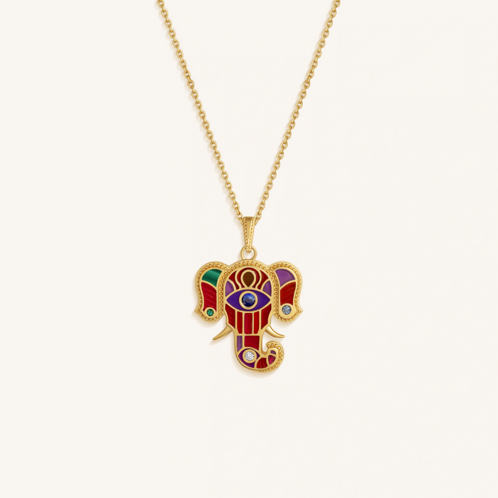 Regal Harmony Elephant Multi-Gemstone Necklace