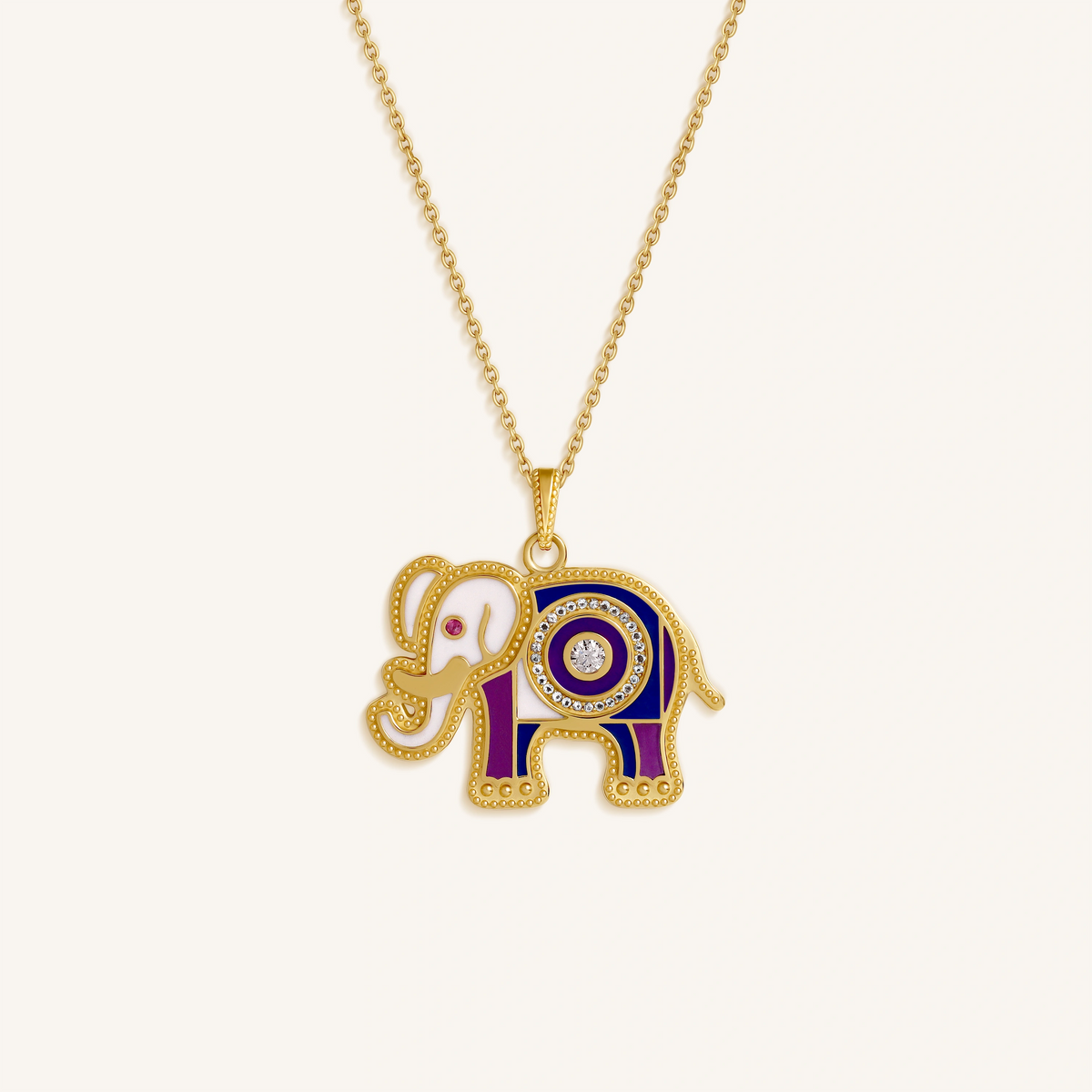 Majestic Wisdom Elephant Multi-Gemstone Necklace