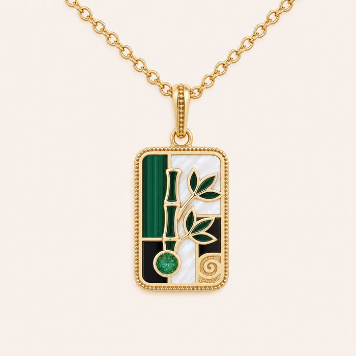 Bamboo Fortune Multi-Stone Mahjong Necklace
