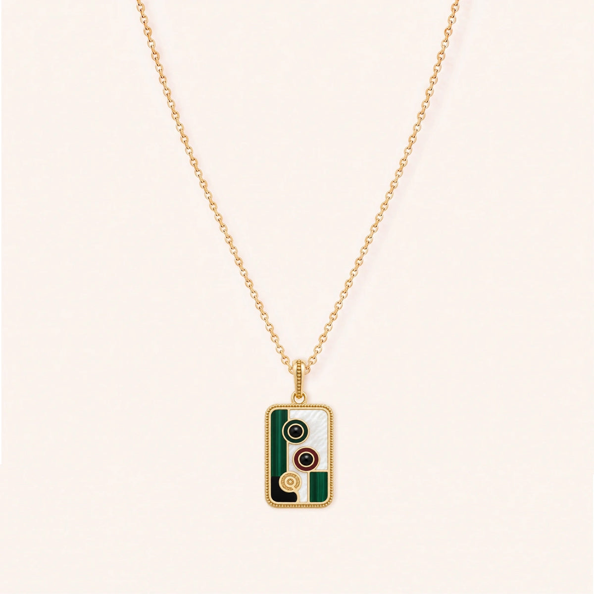 Bold Harmony Two Dot Multi-Stone Mahjong Necklace