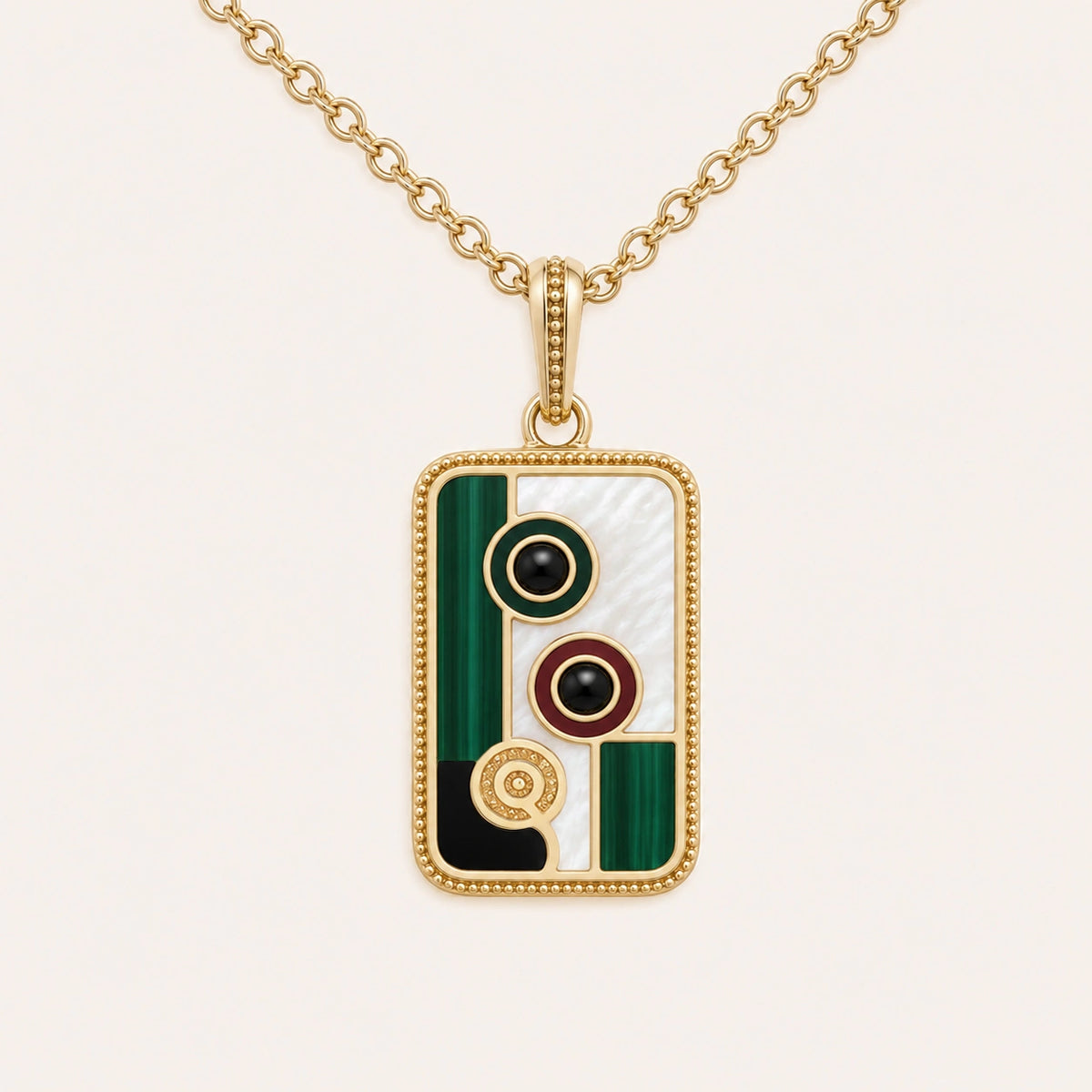 Bold Harmony Two Dot Multi-Stone Mahjong Necklace