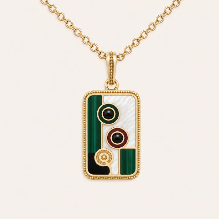 Bold Harmony Two Dot Multi-Stone Mahjong Necklace