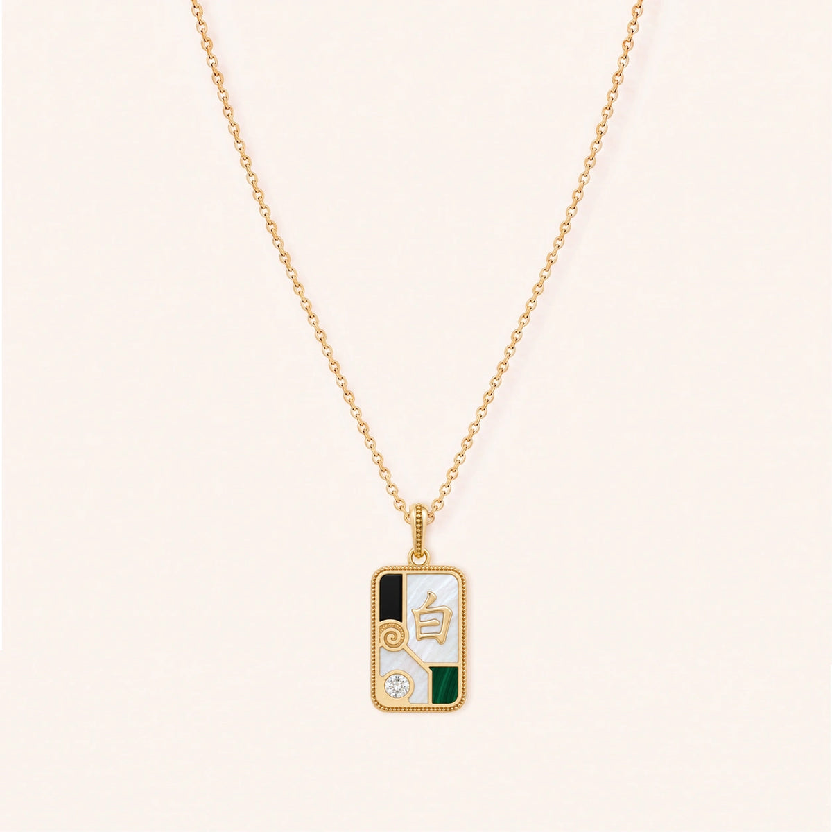 Clarity White Dragon Multi-Stone Mahjong Necklace