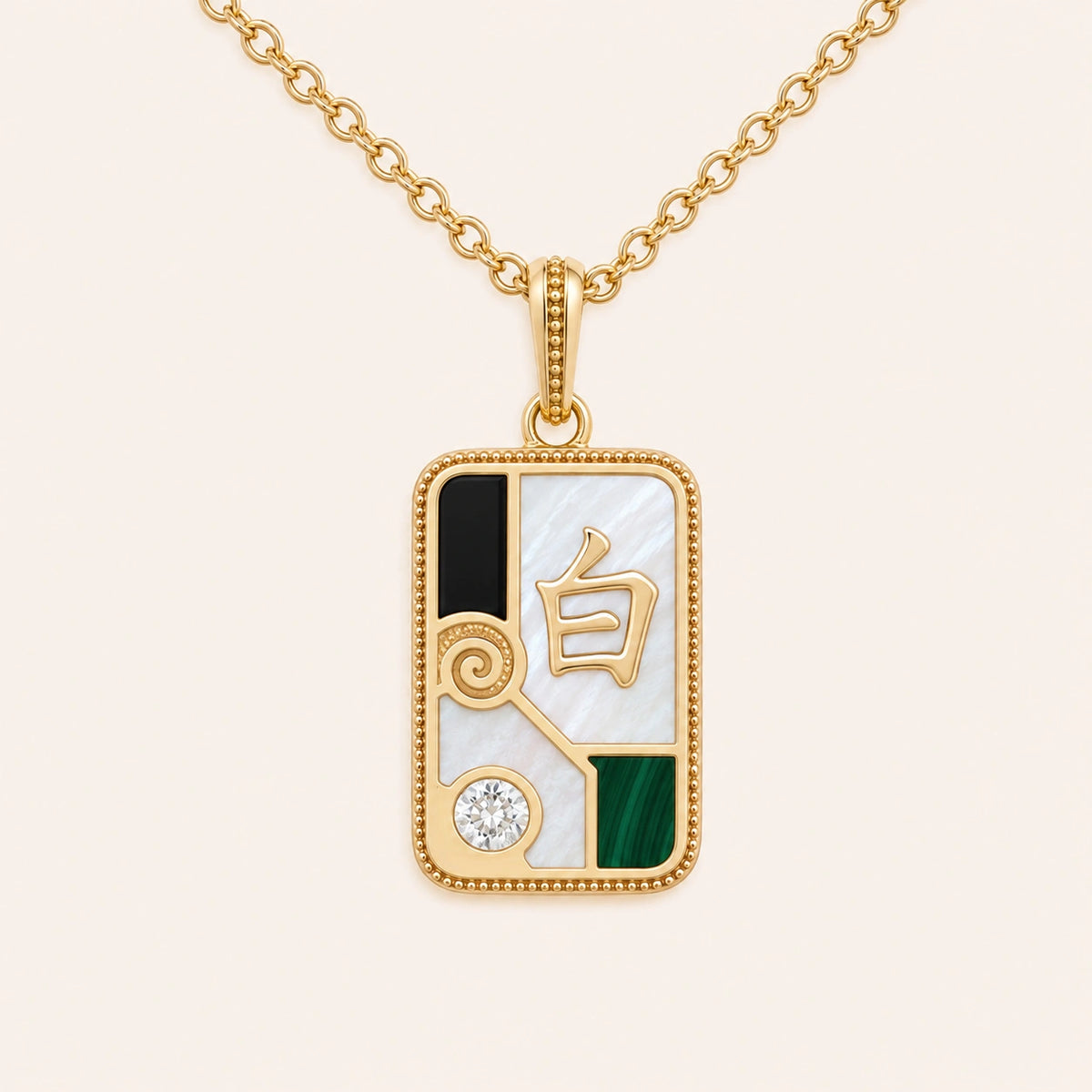 Clarity White Dragon Multi-Stone Mahjong Necklace
