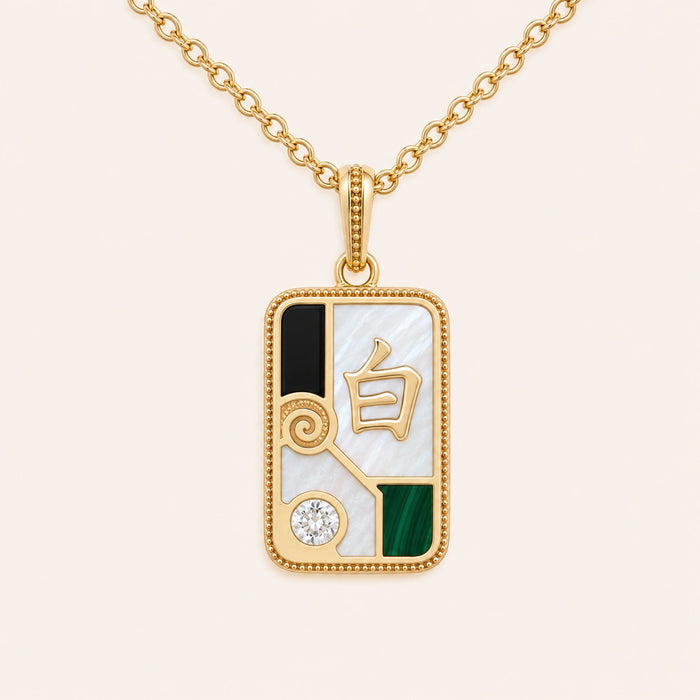 Clarity White Dragon Multi-Stone Mahjong Necklace