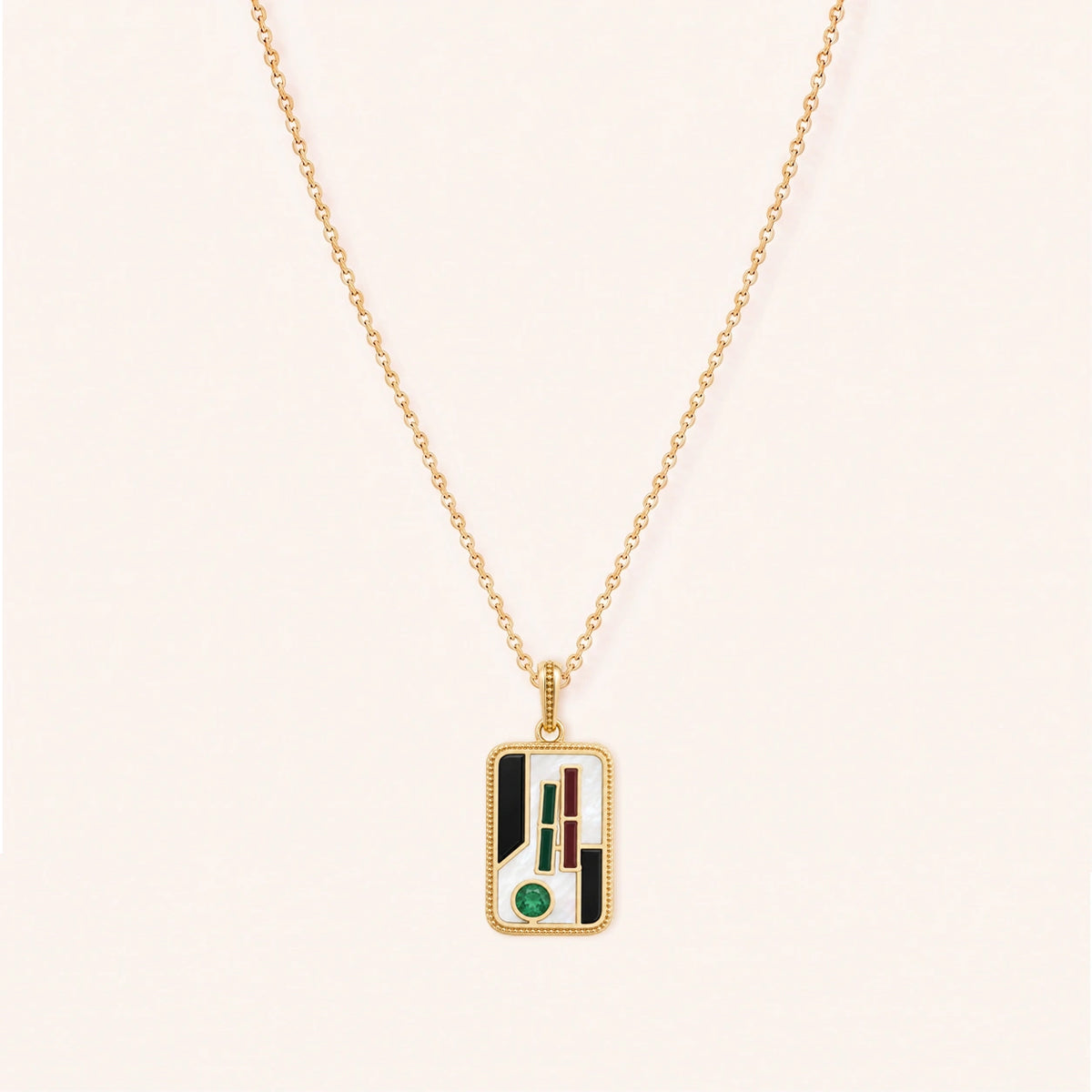 Flourishing Spirit Two Bam Multi-Stone Mahjong Necklace – image 3