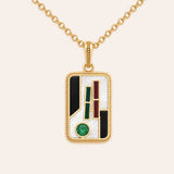 Flourishing Spirit Two Bam Multi-Stone Mahjong Necklace