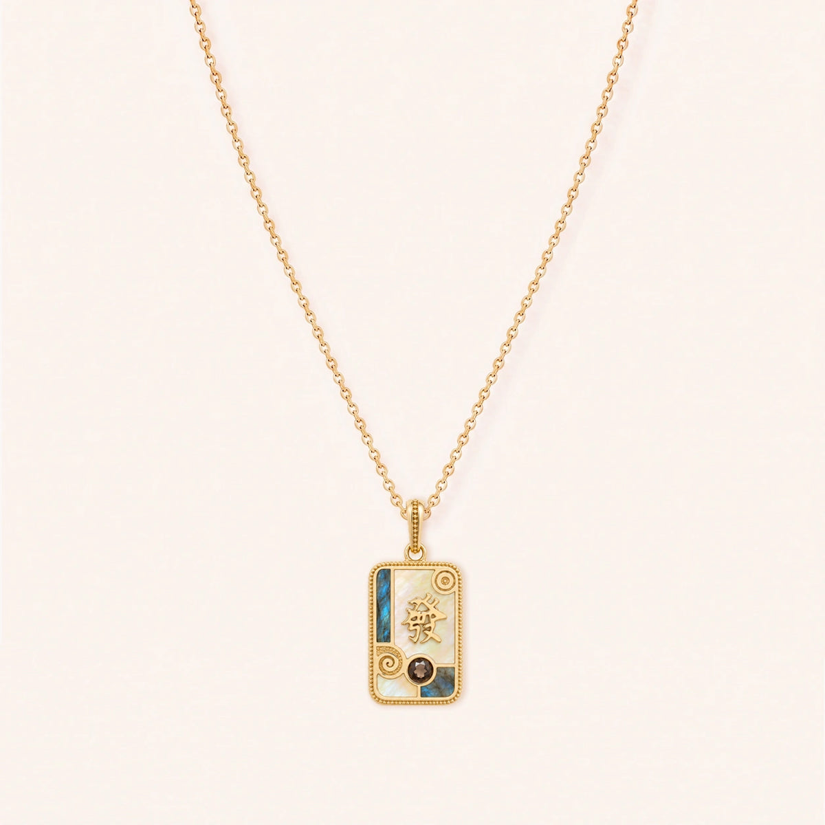 Fortune Flow Green Dragon Multi-Stone Mahjong Necklace
