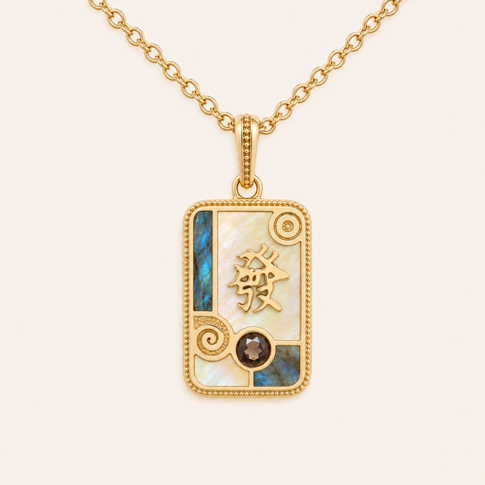 Fortune Flow Green Dragon Multi-Stone Mahjong Necklace