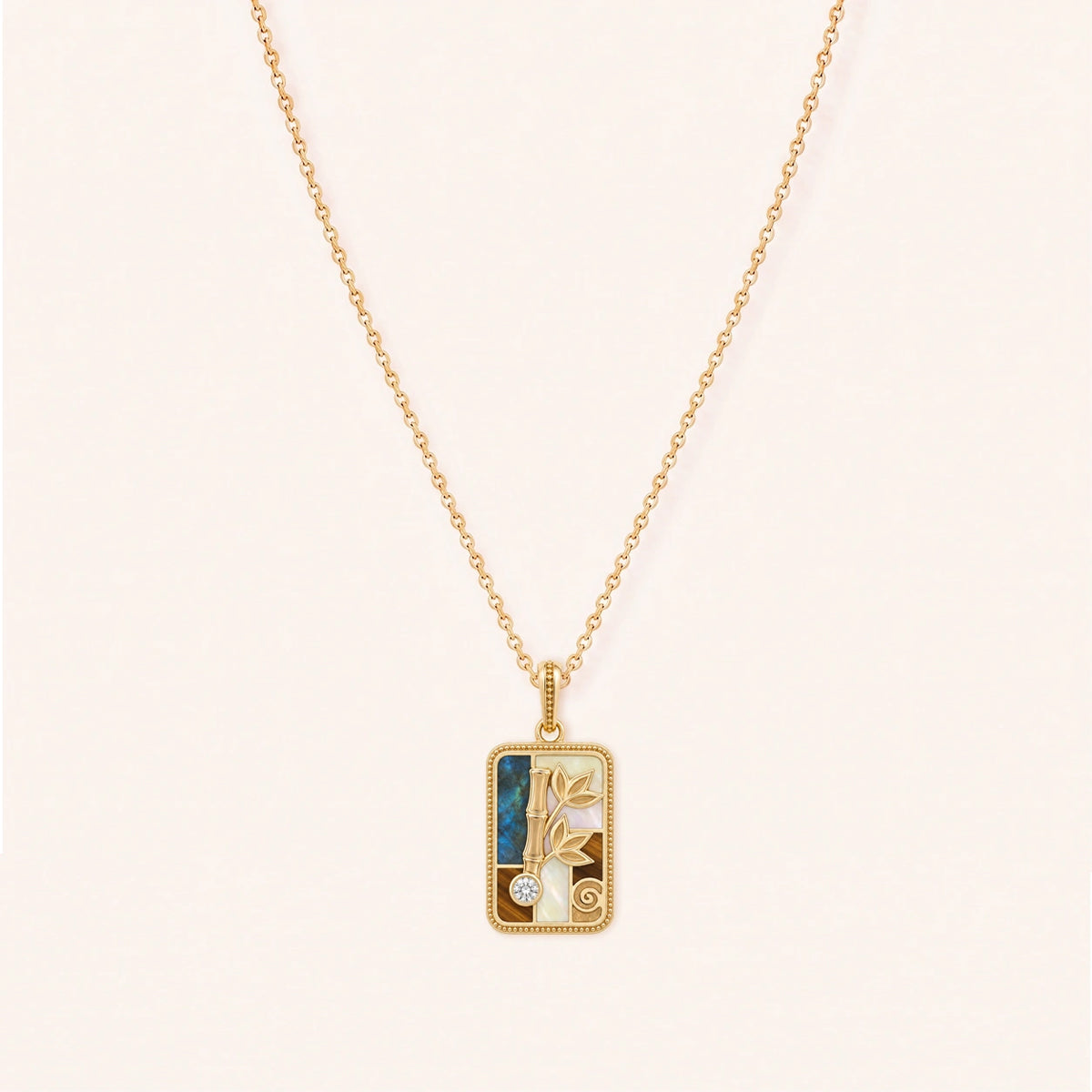 Guided Growth Bam Suit Multi-Stone Mahjong Necklace