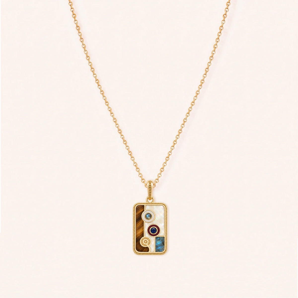 Refined Insight Two Dot Multi-Stone Mahjong Necklace