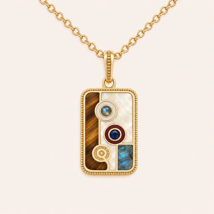 Refined Insight Two Dot Multi-Stone Mahjong Necklace