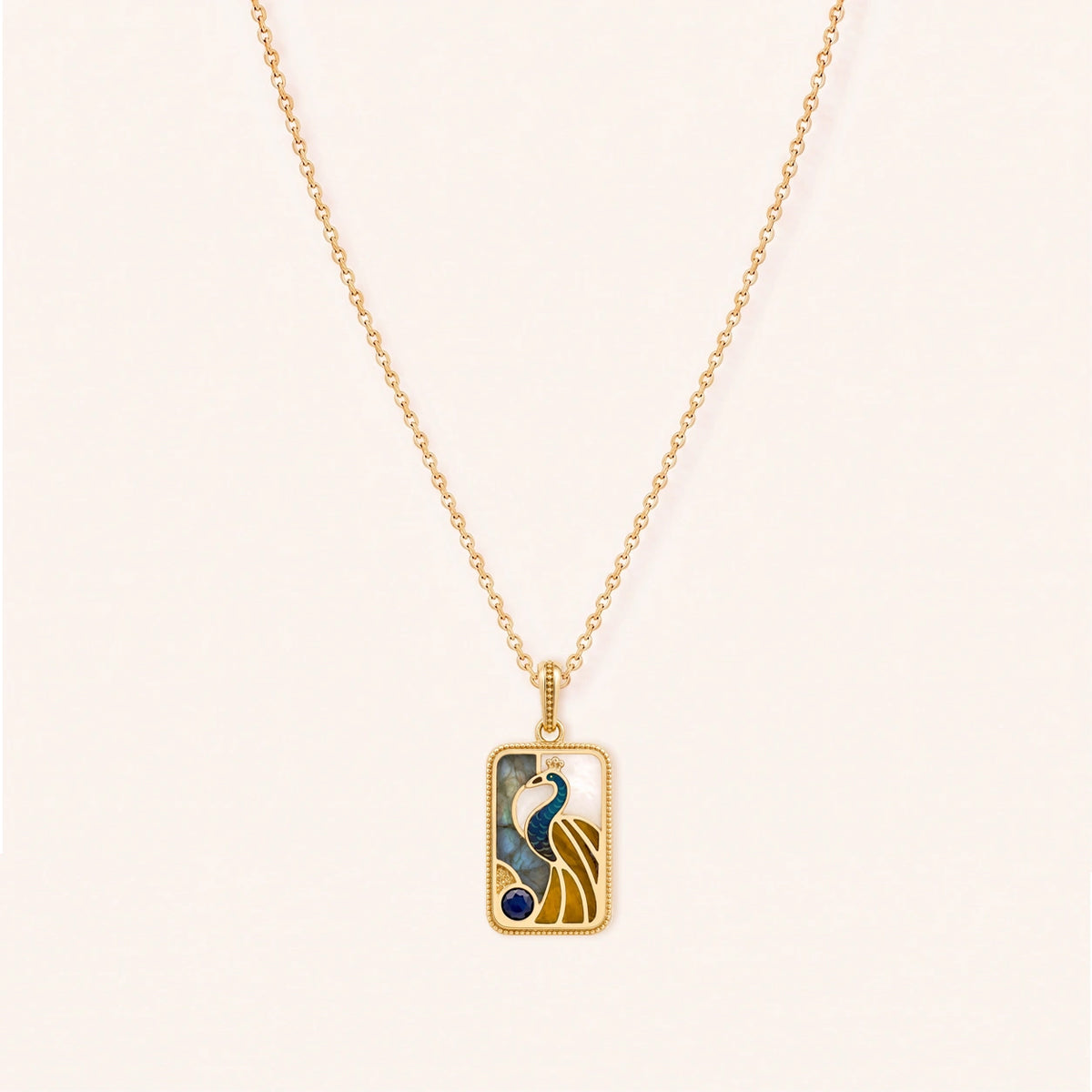 Regal Spirit One Bam Multi-Stone Mahjong Necklace