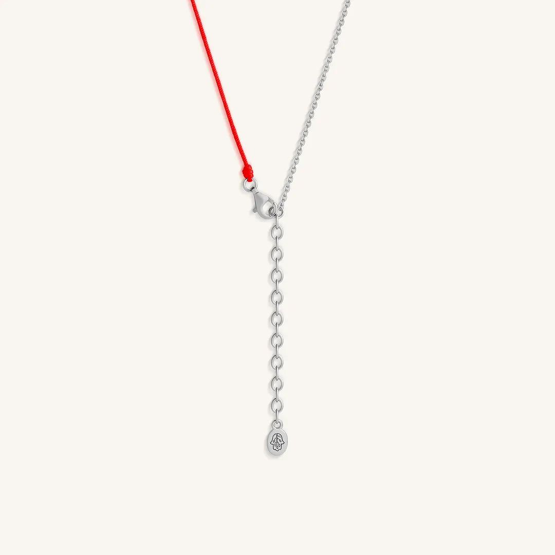 Silver Aura Evil Eye Red String Necklace