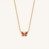 Graceful Renewal Pink Chalcedony Butterfly Necklace