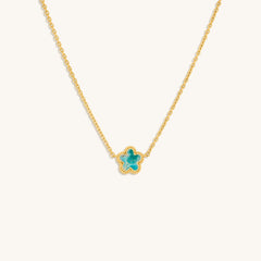 Constant Growth Turquoise Flower Gold Necklace