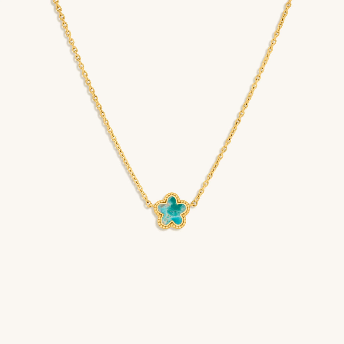 Constant Growth Turquoise Flower Gold Necklace