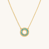 Elevated Existence Turquoise Karma Circle Gold Necklace