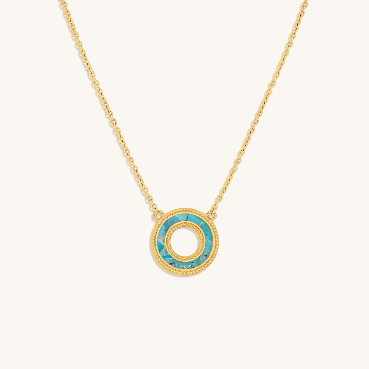 Elevated Existence Turquoise Karma Circle Gold Necklace