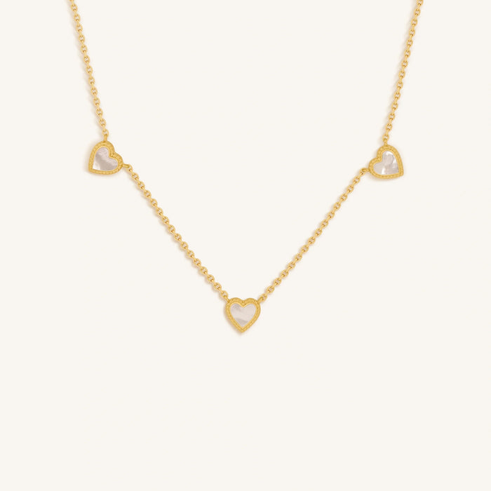 Abundant Solace Mother of Pearl Heart Gold Necklace