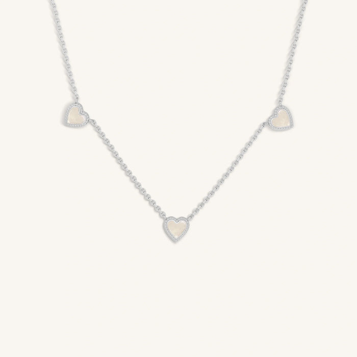 Serene Vibes Mother of Pearl Heart Silver Necklace