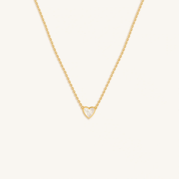 Heartfelt Abundance Mother of Pearl Heart Gold Necklace