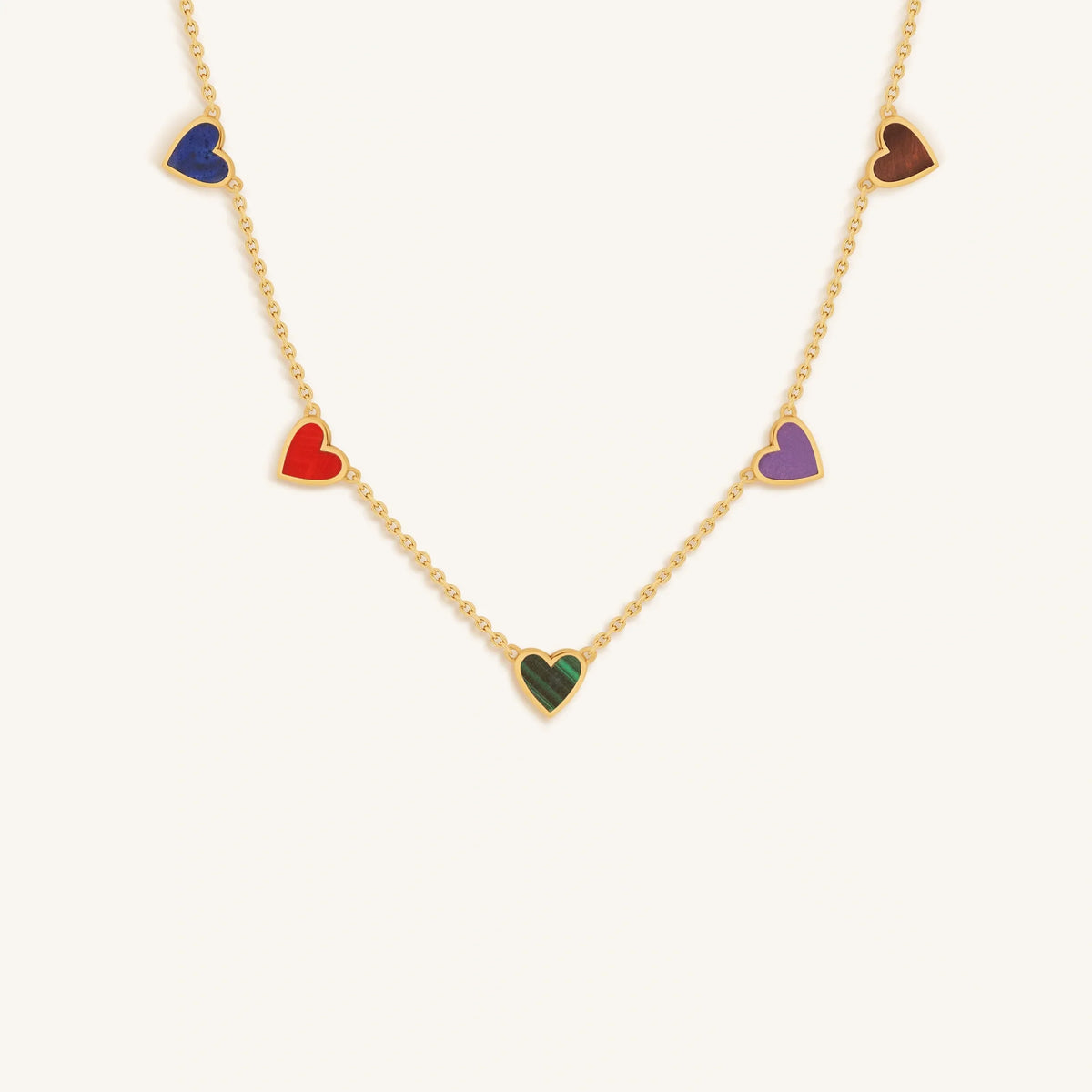 Love’s Melody Multi-Stone Gold Heart Necklace
