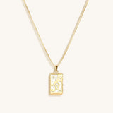 Intelligent Expression White Enamel Aquarius Card Necklace