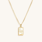 Courageous Soul White Enamel Aries Card Necklace