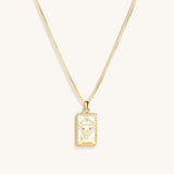 Patient Progress White Enamel Taurus Card Necklace