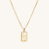 Generous Enthusiasm White Enamel Leo Card Necklace