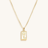 Determined Spirit White Enamel Capricorn Card Necklace