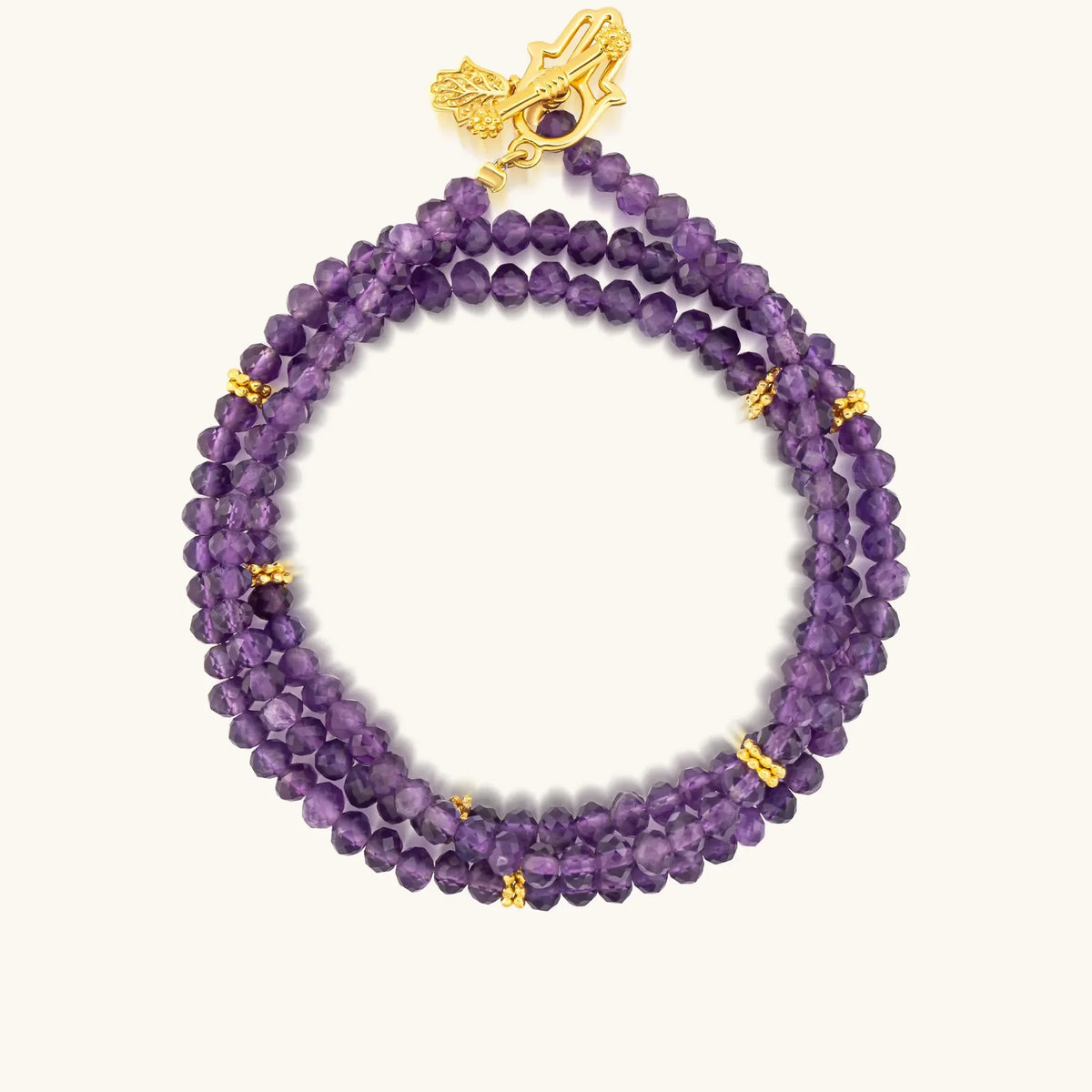 Divine Balance Amethyst Hamsa Wrap Bracelet