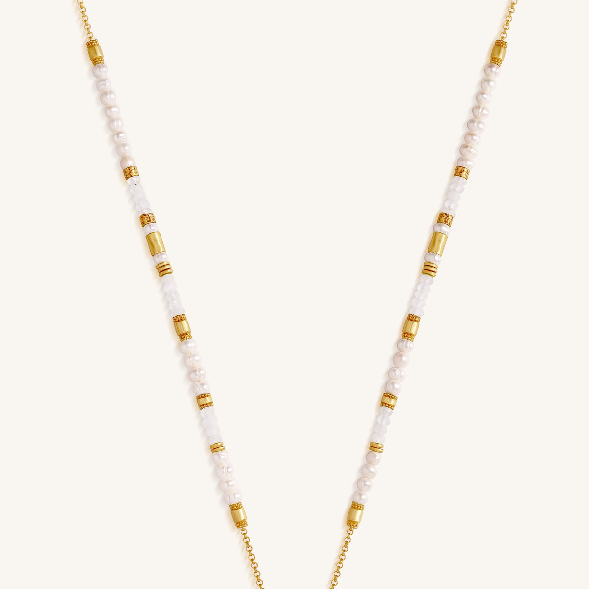 Luminous Tide Moonstone Tube Necklace