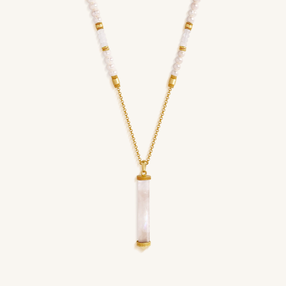 Luminous Tide Moonstone Tube Necklace