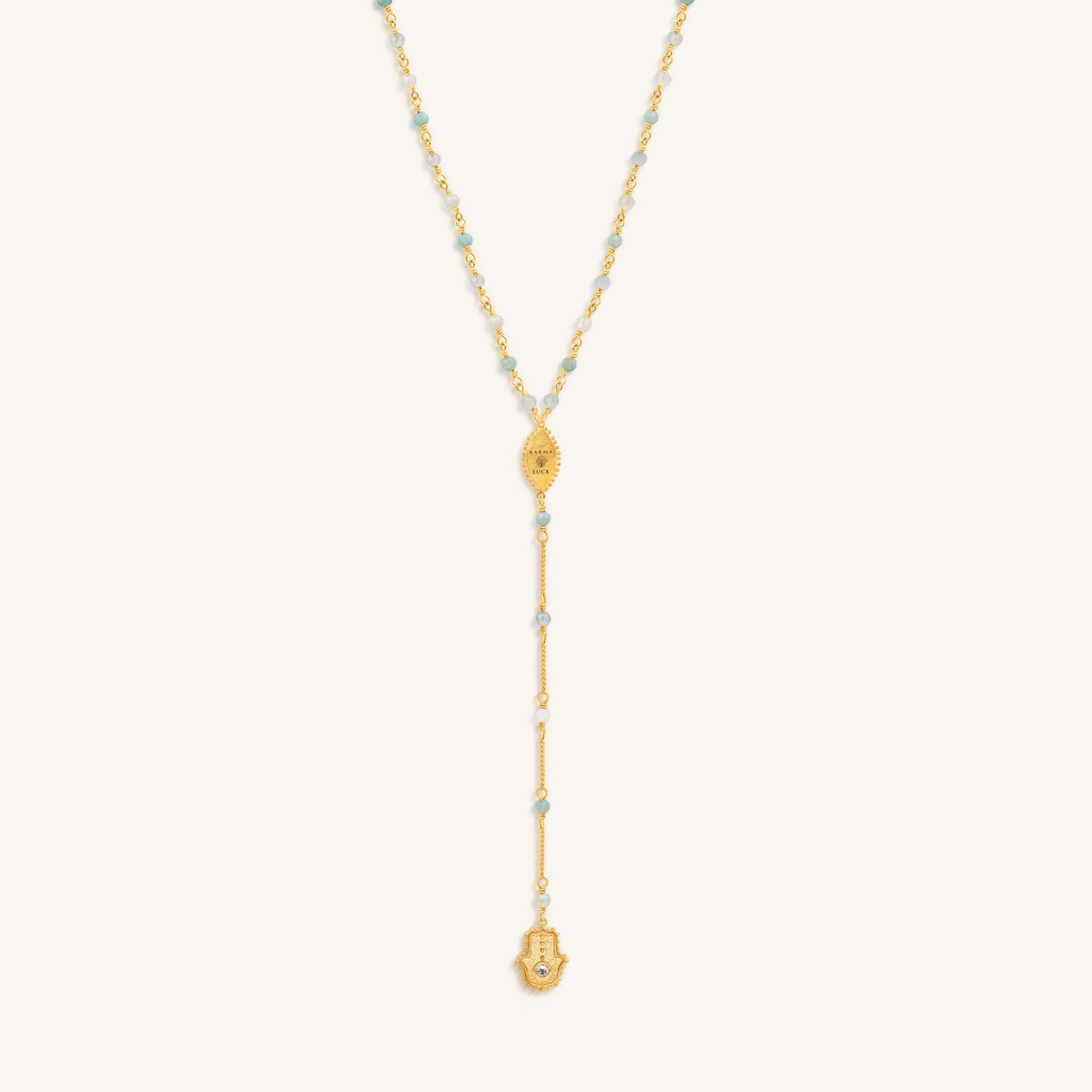 Divinely Guided Hamsa Evil Eye Multi Stone Necklace