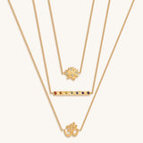 Aligned in Serenity Lotus OM Chakra Bar Triple Layer Necklace
