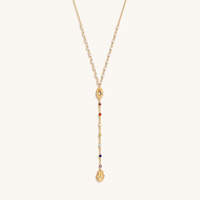 Supreme Awakening Moonstone Chakra Rosary Necklace