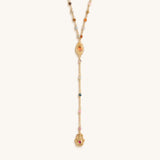 Benevolent Spirit Tourmaline Evil Eye Hamsa Lariat Necklace