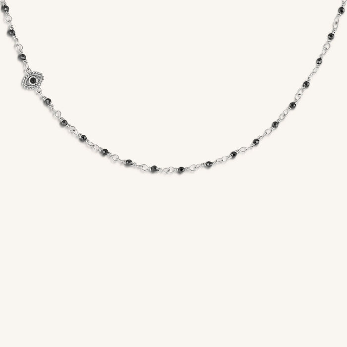 Harmony Guardian Hematite Evil Eye Necklace