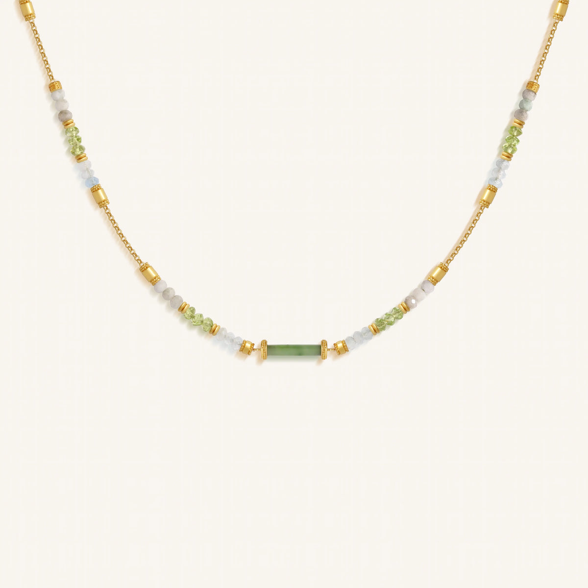 Prosperity Aligned Jade Center Tube Beaded Necklace