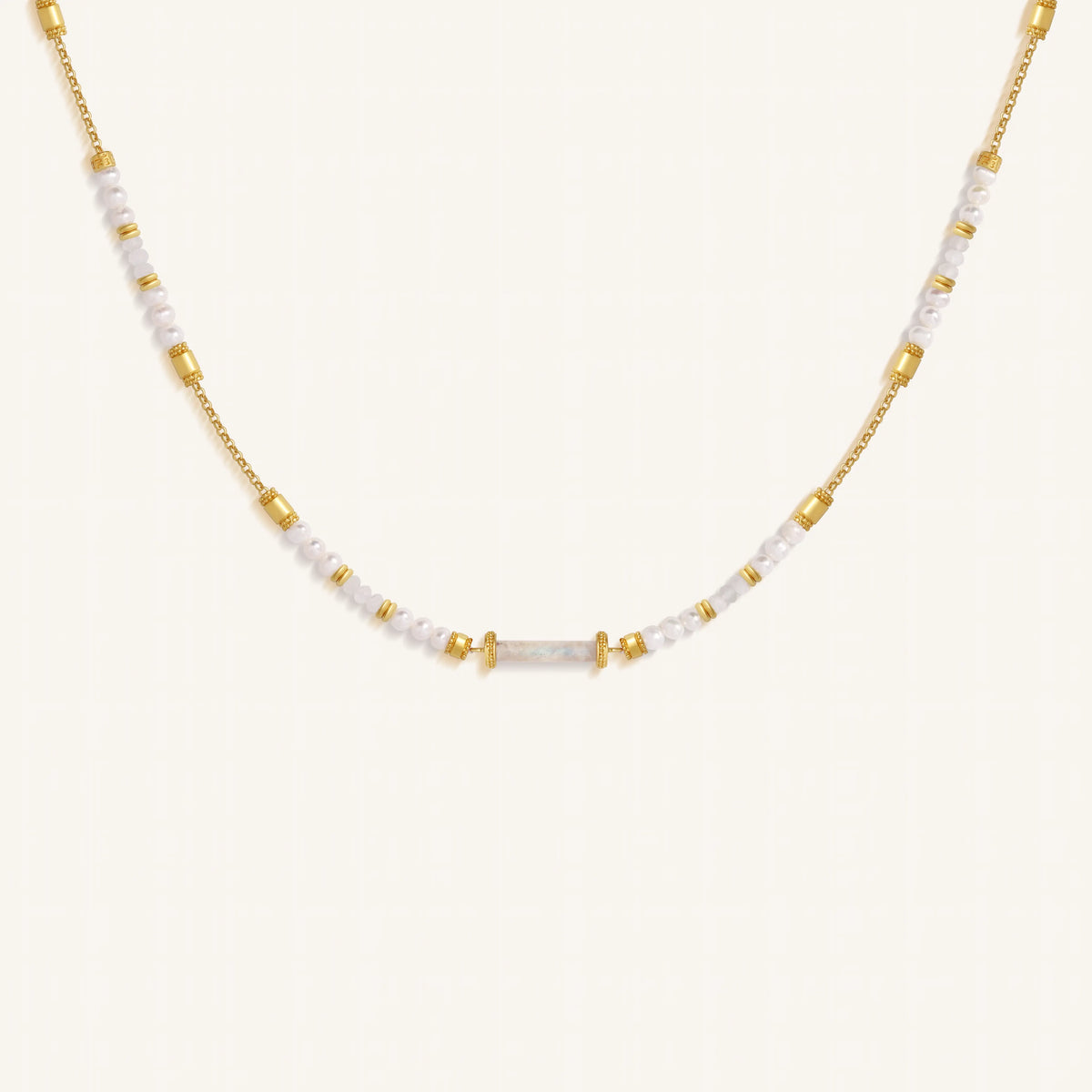 Inner Harmony Moonstone Center Tube Beaded Necklace