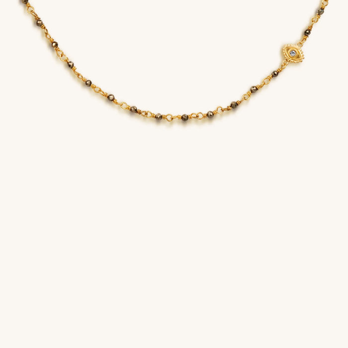 Boundless Optimism Pyrite Evil Eye Charm Necklace