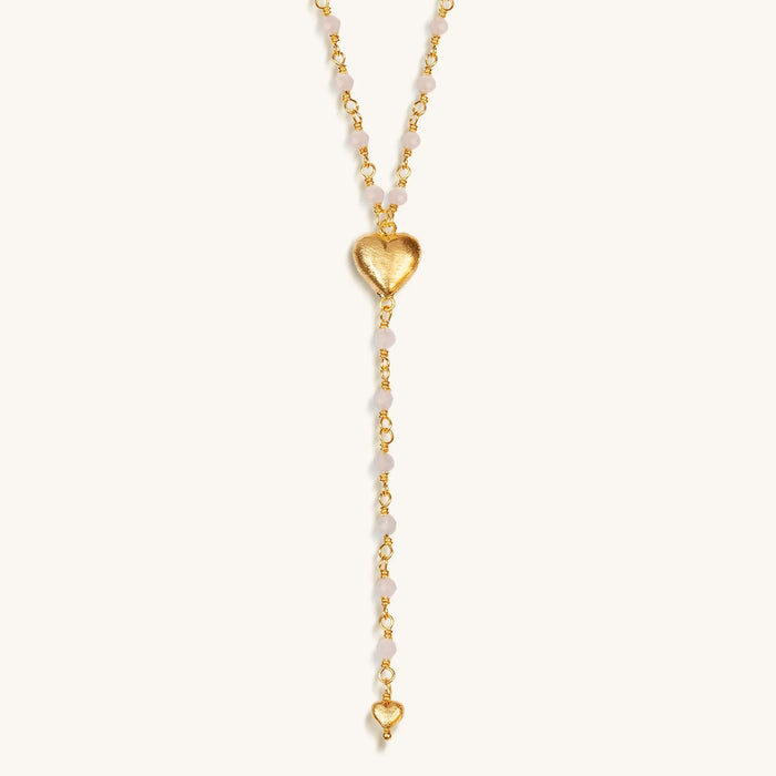 Supreme Love Rose Quartz Heart Gold Plated Necklace