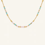 Nurturing Energy Rose Quartz Center Tube Beaded Necklace