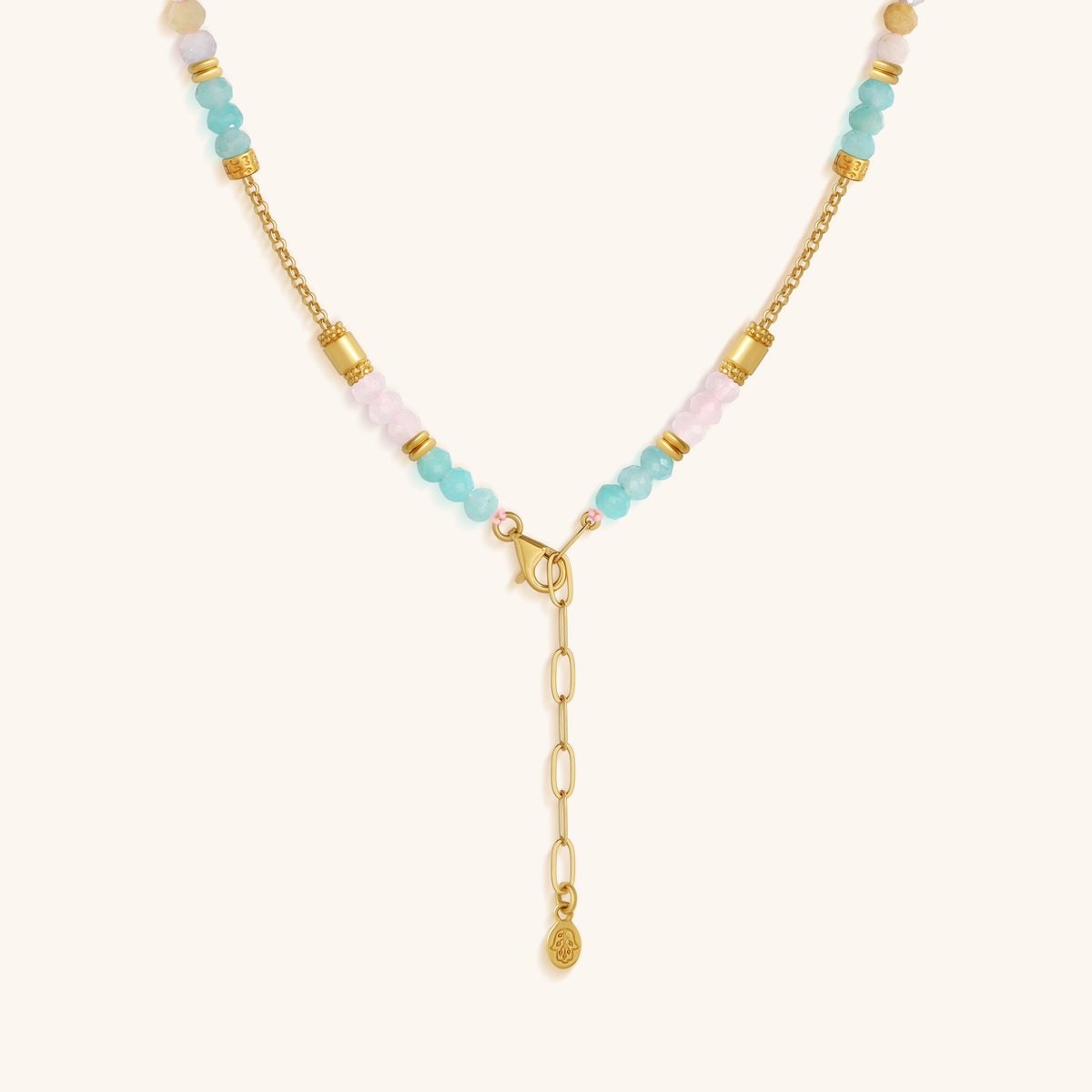 Nurturing Energy Rose Quartz Center Tube Beaded Necklace