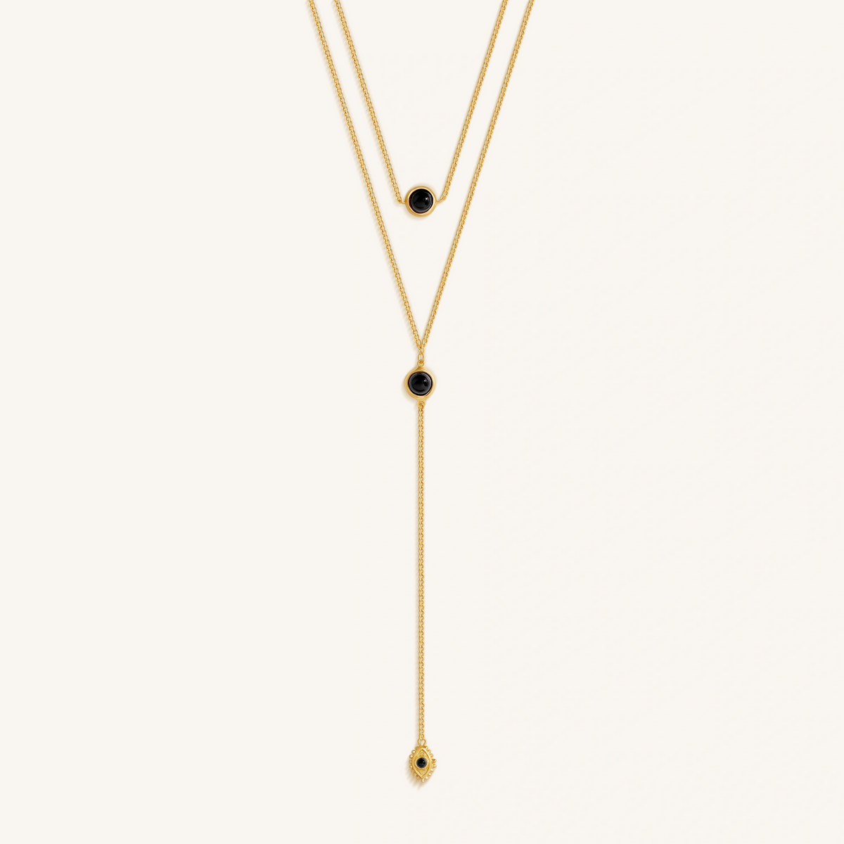 Mystic Drift Onyx Lariat Necklace