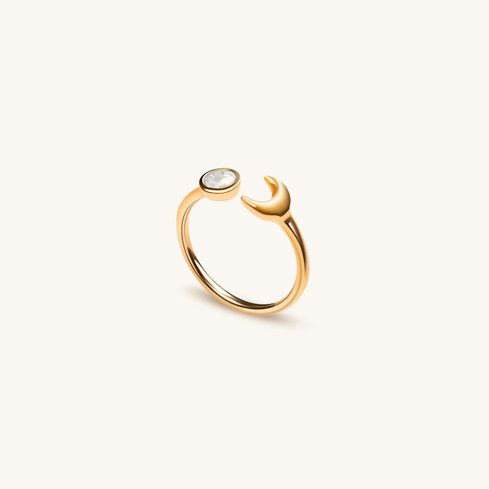 Shift in Consciousness Moonstone Gold Moon Ring