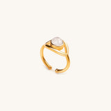 Free Spirit Gold Evil Eye Moonstone Ring