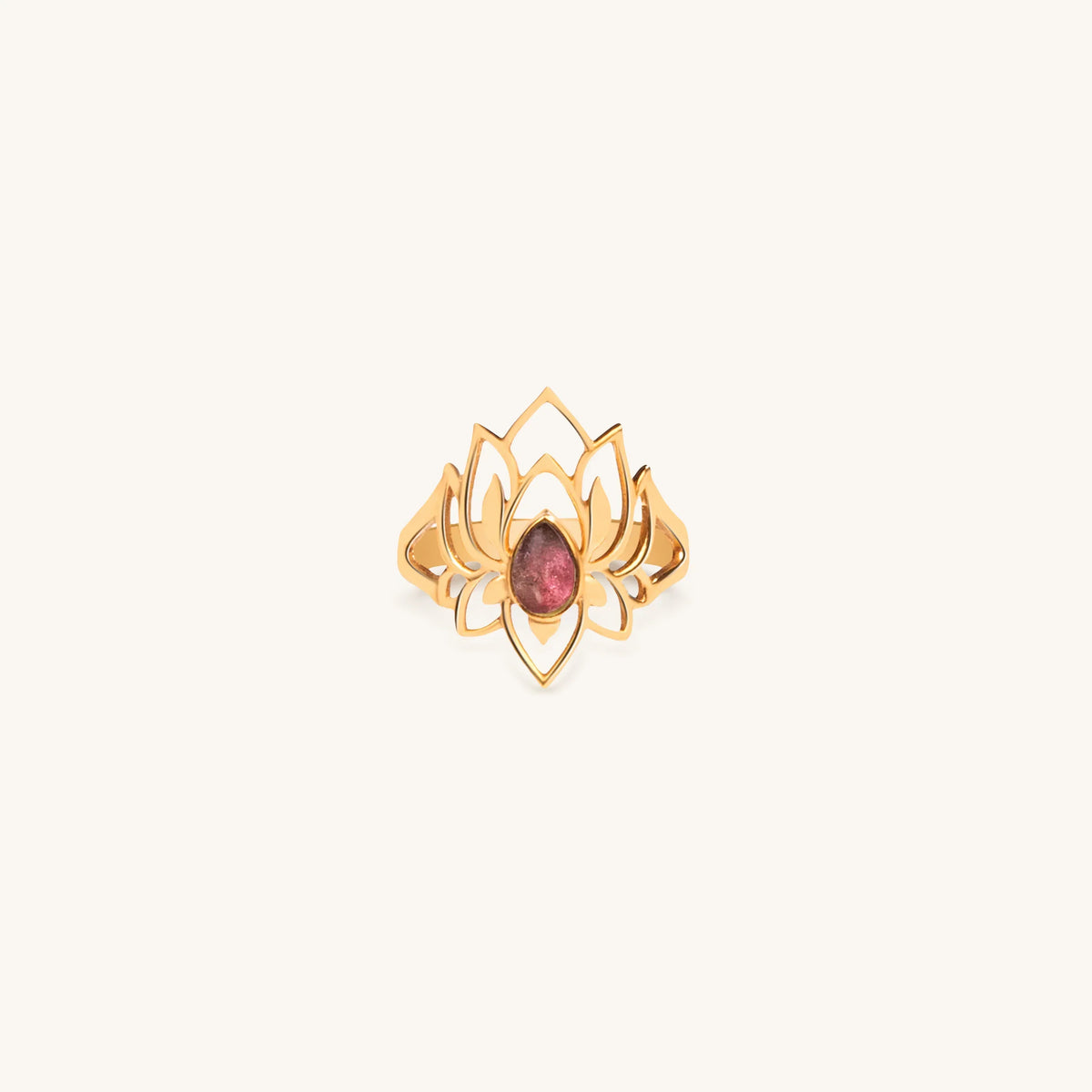 Abundant Bloom Gold Plated Lotus Tourmaline Ring
